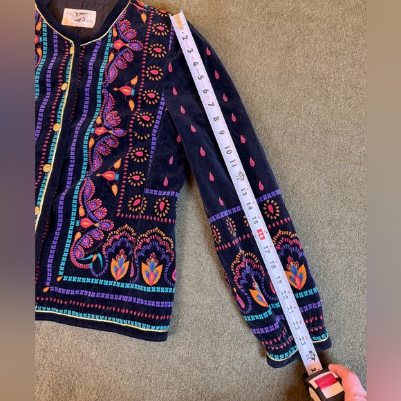 Savion Italy Vintage Paisley Velvet Jacket Made in Japan Cotton Size 14 - Picture 6 of 10